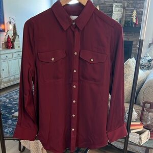 Chico's Deep Red Button-Down Shirt